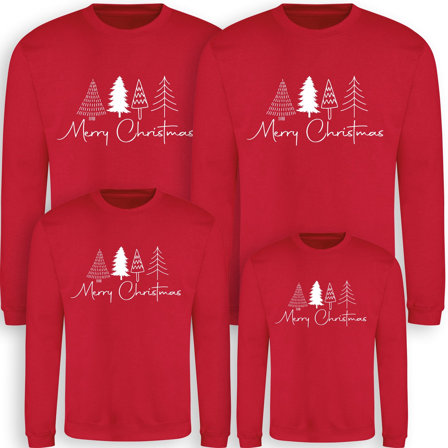 Merry Christmas Family Tree Crew Sweatshirt