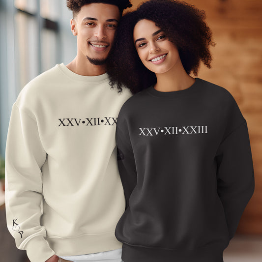 Personalised Roman Numeral Sweatshirt, Special Date Anniversary Hoodies