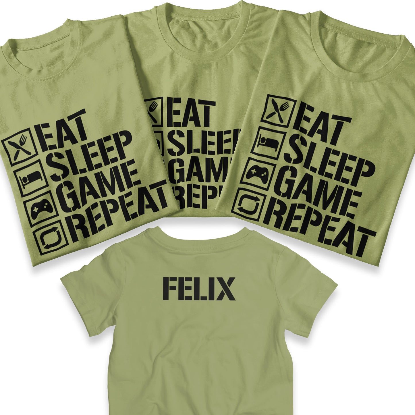 Eat Sleep Gaming Repeat, Boys Sleepover Gaming Party T-Shirt Personalised