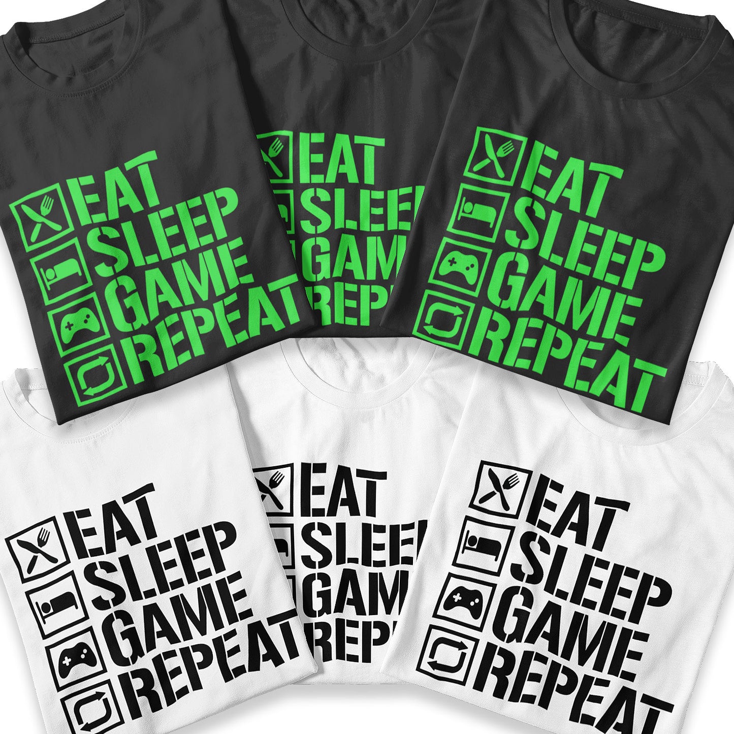 Eat Sleep Gaming Repeat, Boys Sleepover Gaming Party T-Shirt Personalised