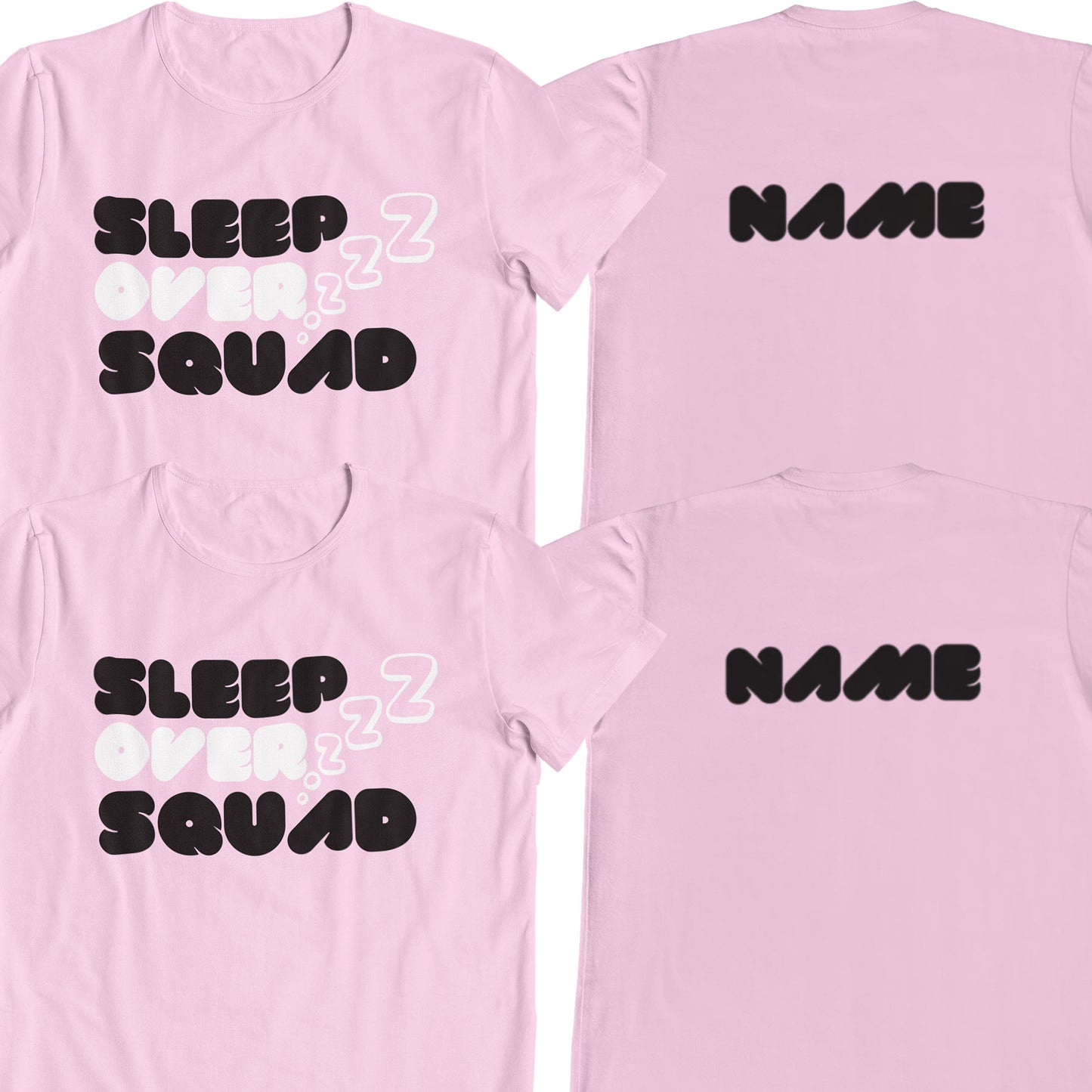 Sleepover Squad ZZZZ Kids Party Personalised T-Shirts