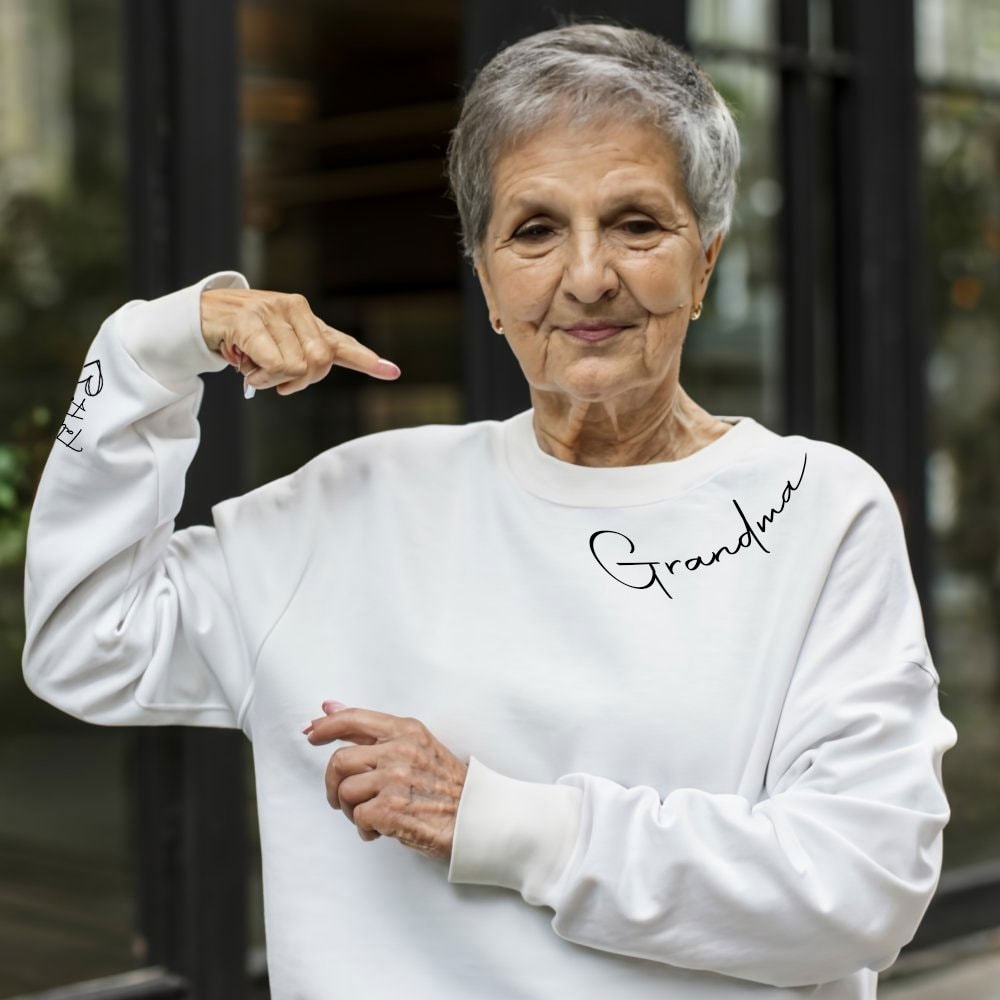 Custom Grandma / Nan / Nanny Sweatshirt with Kids Name on Sleeve