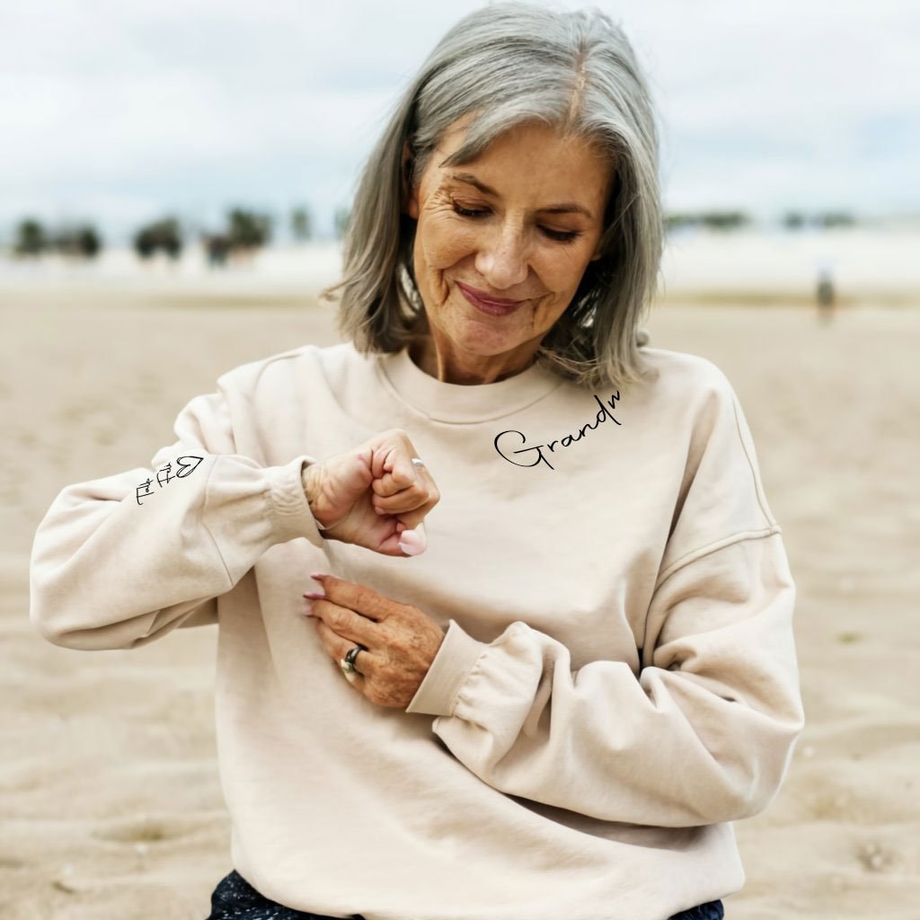 Custom Grandma / Nan / Nanny Sweatshirt with Kids Name on Sleeve