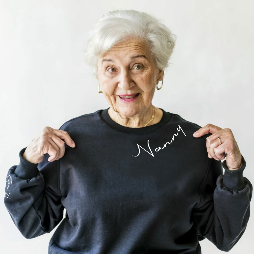 Custom Grandma / Nan / Nanny Sweatshirt with Kids Name on Sleeve