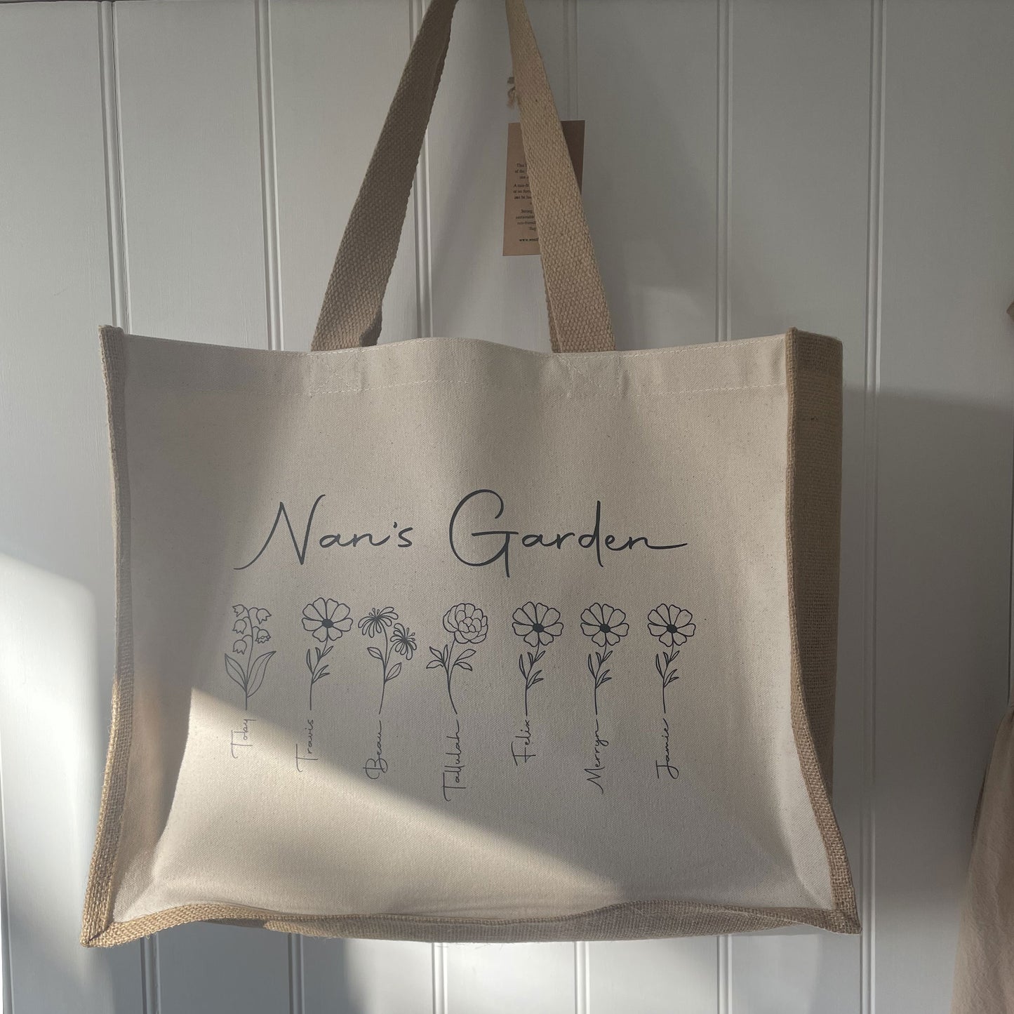 Grandma's Garden Tote Bag, Personalised Gift For Nan