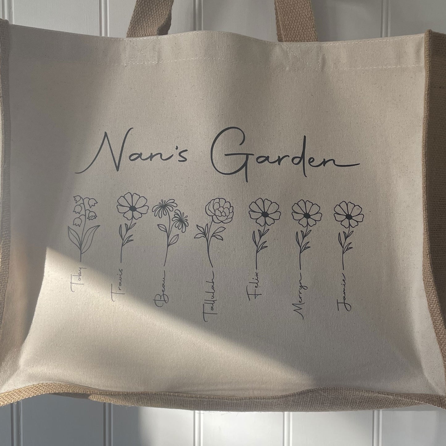 Grandma's Garden Tote Bag, Personalised Gift For Nan