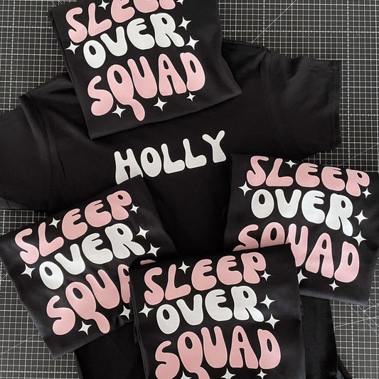 Sleepover Squad Kids & Mama Bubble T-Shirt & Personalised Back Print