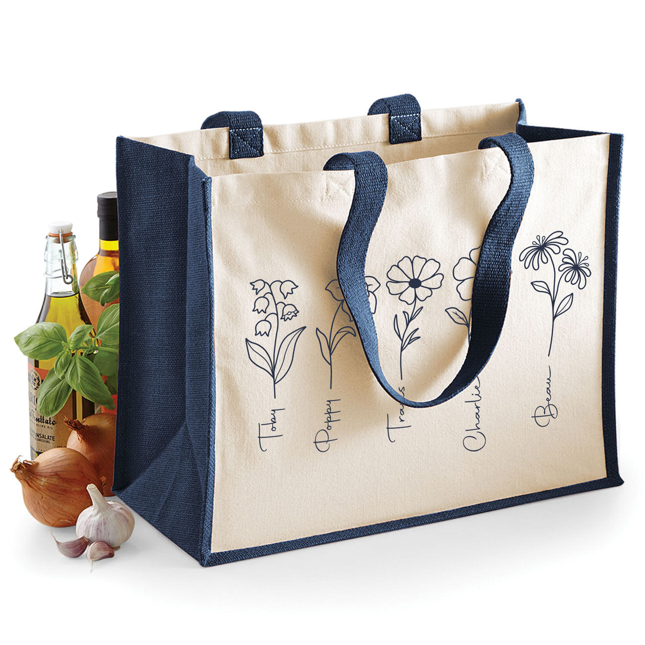 Grandma's Garden Tote Bag, Personalised Gift For Nan